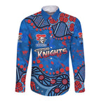 Personalized New Zealand Warriors Long Sleeve Button Shirt Aboriginal Pattern with Graffiti Style Design