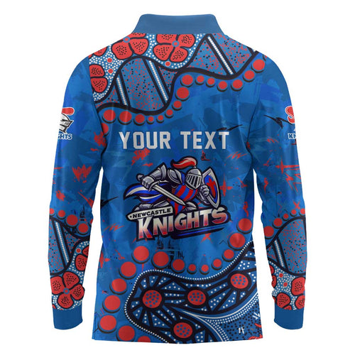 Personalized New Zealand Warriors Long Sleeve Polo Shirt Aboriginal Pattern with Graffiti Style Design