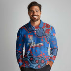 Personalized New Zealand Warriors Long Sleeve Polo Shirt Aboriginal Pattern with Graffiti Style Design