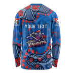 Personalized New Zealand Warriors Long Sleeve Shirt Aboriginal Pattern with Graffiti Style Design