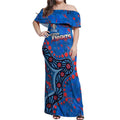 Personalized New Zealand Warriors Off Shoulder Maxi Dress Aboriginal Pattern with Graffiti Style Design