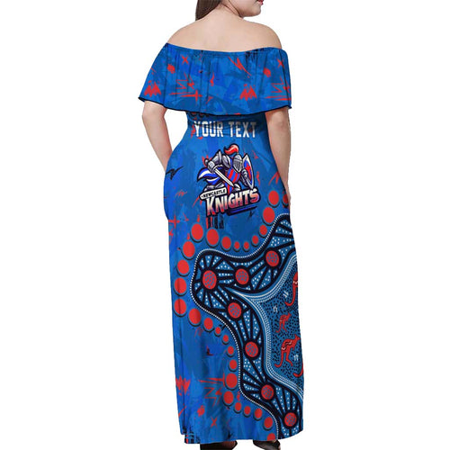 Personalized New Zealand Warriors Off Shoulder Maxi Dress Aboriginal Pattern with Graffiti Style Design