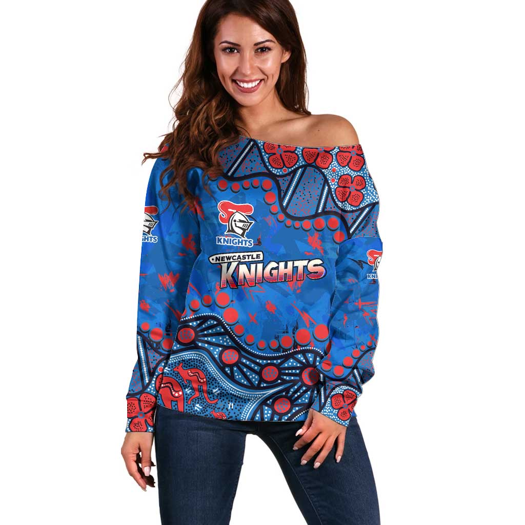 Personalized New Zealand Warriors Off Shoulder Sweater Aboriginal Pattern with Graffiti Style Design