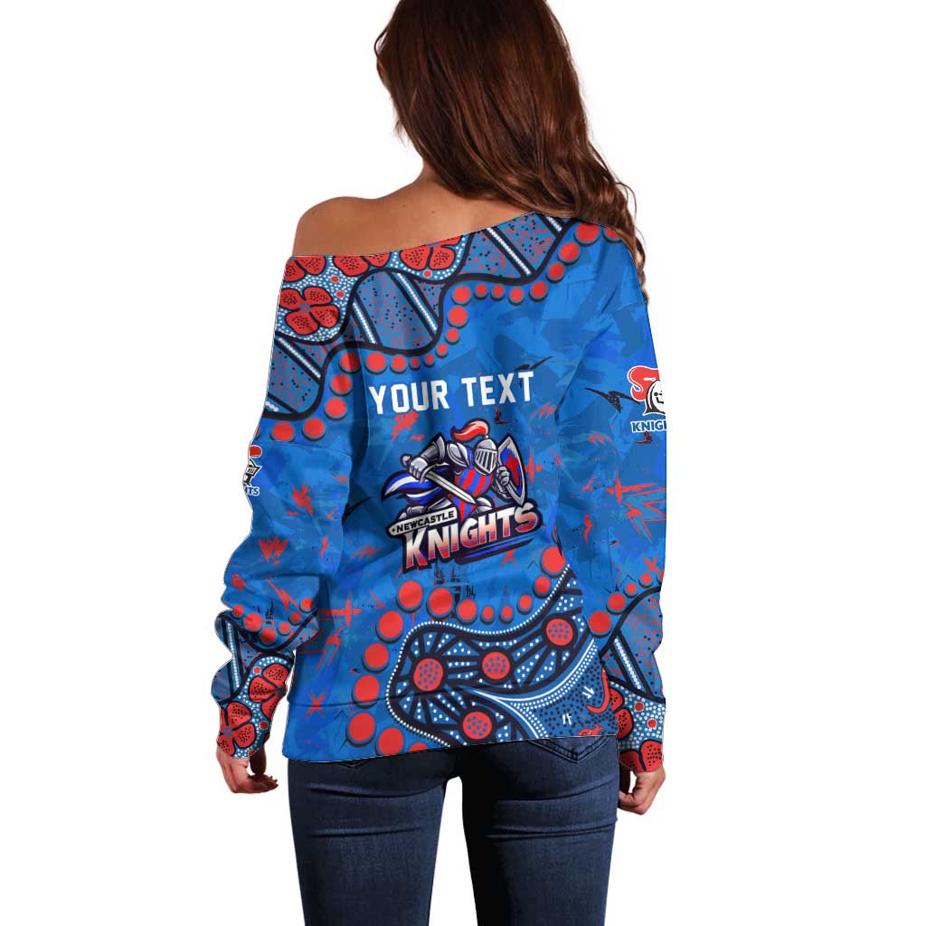 Personalized New Zealand Warriors Off Shoulder Sweater Aboriginal Pattern with Graffiti Style Design
