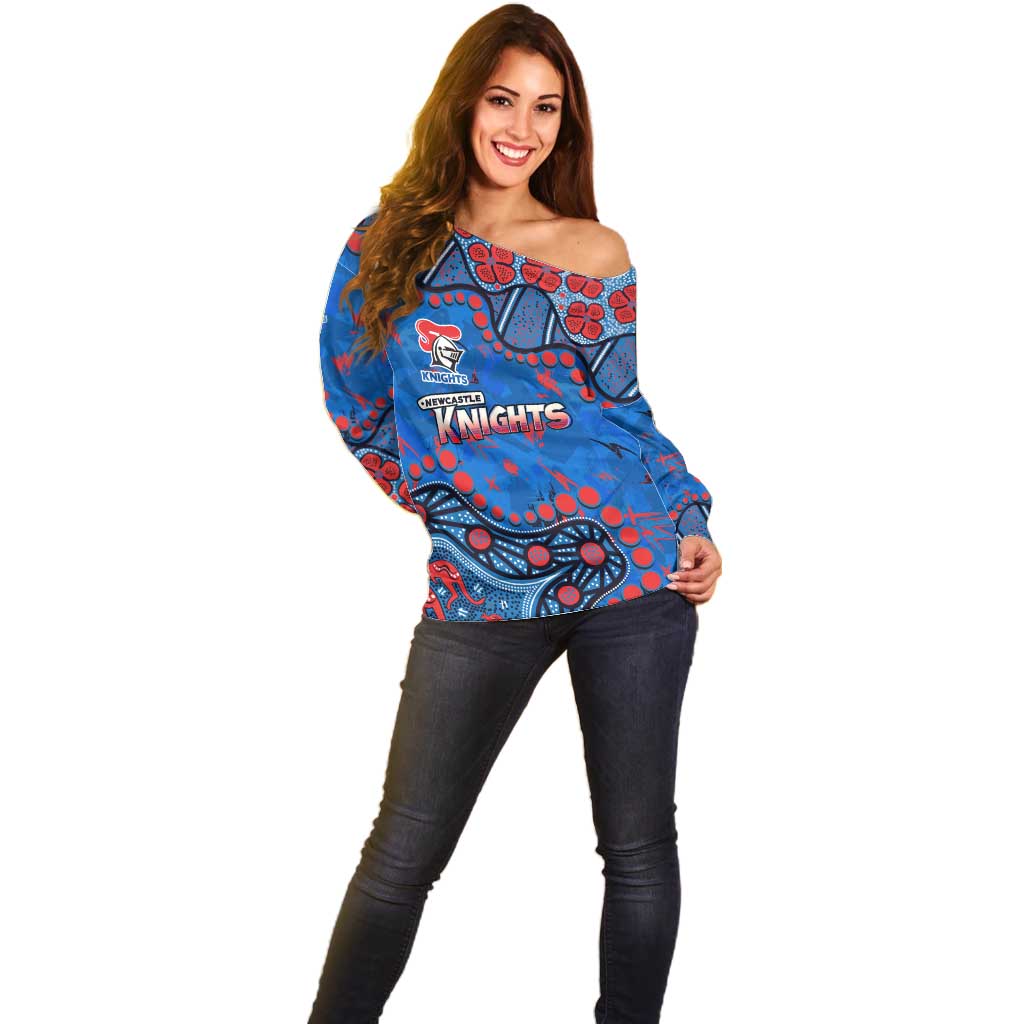 Personalized New Zealand Warriors Off Shoulder Sweater Aboriginal Pattern with Graffiti Style Design