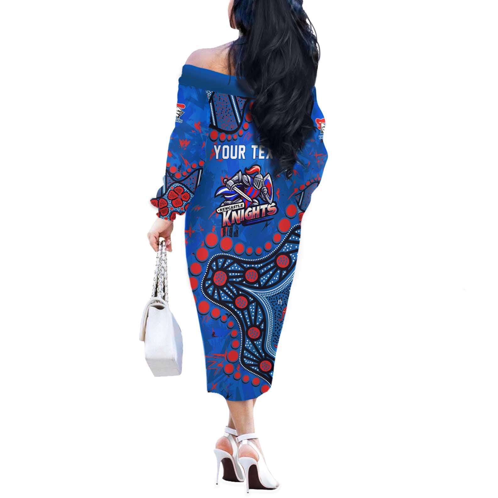 Personalized New Zealand Warriors Off The Shoulder Long Sleeve Dress Aboriginal Pattern with Graffiti Style Design