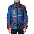 Personalized New Zealand Warriors Padded Jacket Aboriginal Pattern with Graffiti Style Design