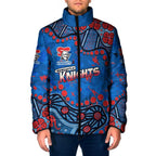 Personalized New Zealand Warriors Padded Jacket Aboriginal Pattern with Graffiti Style Design