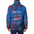 Personalized New Zealand Warriors Padded Jacket Aboriginal Pattern with Graffiti Style Design