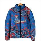 Personalized New Zealand Warriors Padded Jacket Aboriginal Pattern with Graffiti Style Design