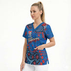 Personalized New Zealand Warriors Scrub Top Aboriginal Pattern with Graffiti Style Design
