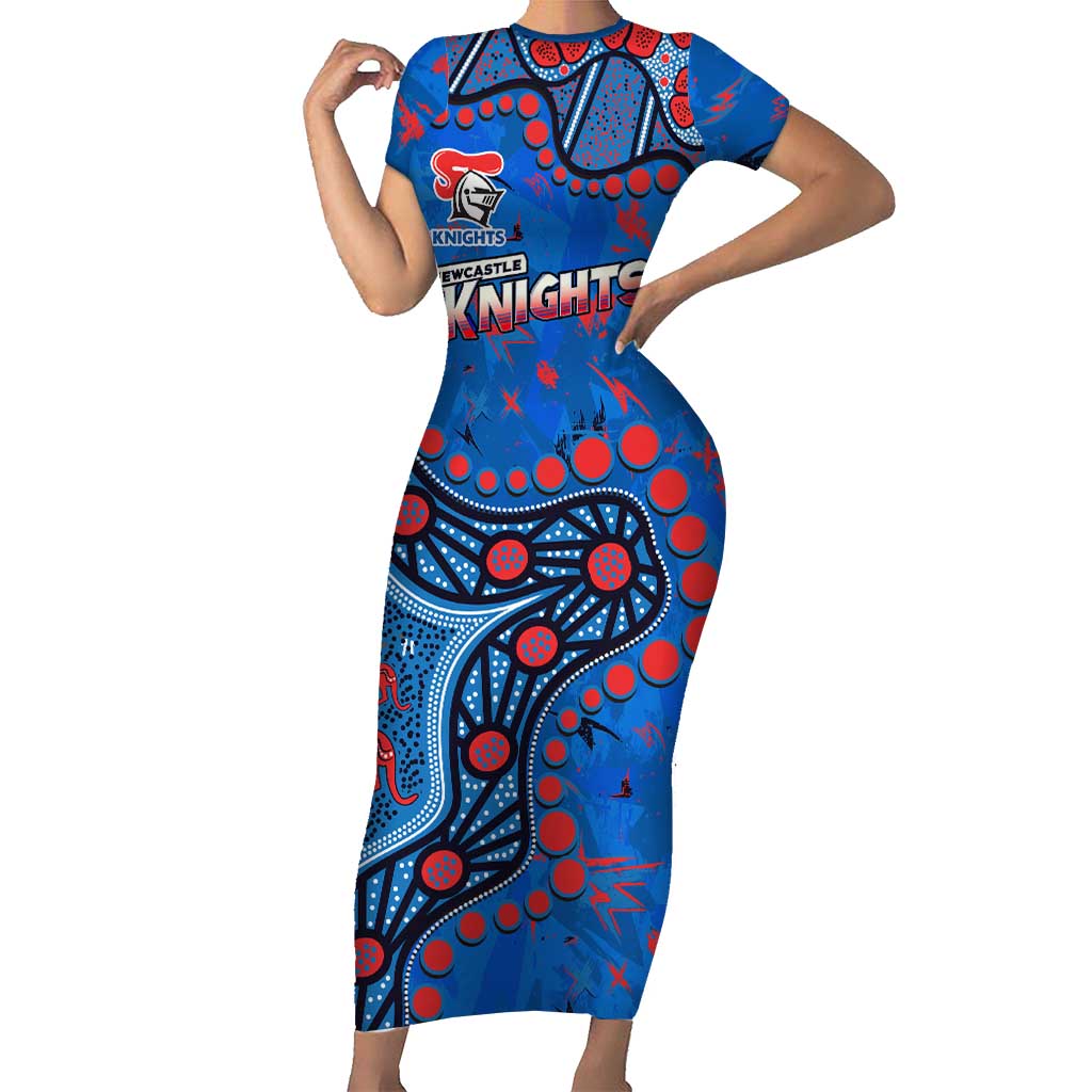 Personalized New Zealand Warriors Short Sleeve Bodycon Dress Aboriginal Pattern with Graffiti Style Design