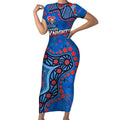 Personalized New Zealand Warriors Short Sleeve Bodycon Dress Aboriginal Pattern with Graffiti Style Design