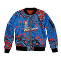 Personalized New Zealand Warriors Sleeve Zip Bomber Jacket Aboriginal Pattern with Graffiti Style Design