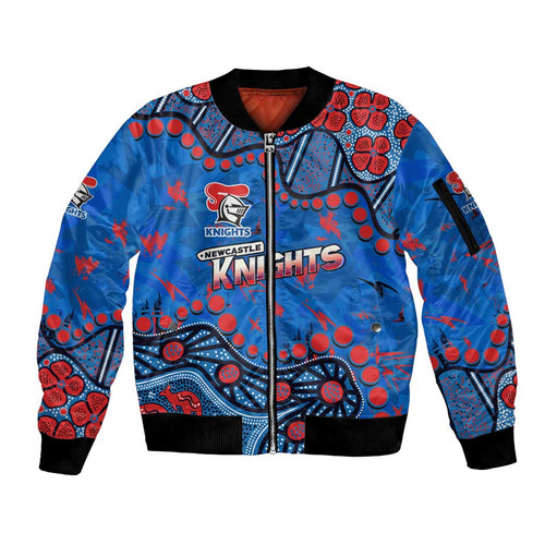 Personalized New Zealand Warriors Sleeve Zip Bomber Jacket Aboriginal Pattern with Graffiti Style Design