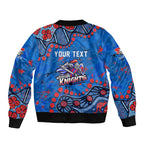 Personalized New Zealand Warriors Sleeve Zip Bomber Jacket Aboriginal Pattern with Graffiti Style Design