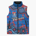 Personalized New Zealand Warriors Sleeveless Puffer Jacket Aboriginal Pattern with Graffiti Style Design