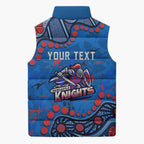 Personalized New Zealand Warriors Sleeveless Puffer Jacket Aboriginal Pattern with Graffiti Style Design