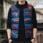 Personalized New Zealand Warriors Sleeveless Puffer Jacket Aboriginal Pattern with Graffiti Style Design
