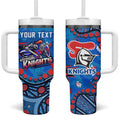Personalized New Zealand Warriors Tumbler With Handle Aboriginal Pattern with Graffiti Style Design