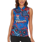 Personalized New Zealand Warriors Women Sleeveless Polo Shirt Aboriginal Pattern with Graffiti Style Design