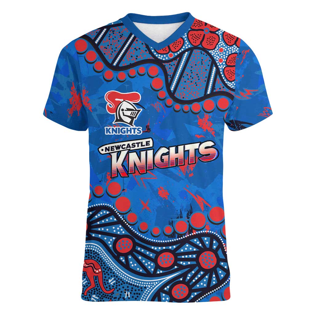 Personalized New Zealand Warriors Women V-Neck T-Shirt Aboriginal Pattern with Graffiti Style Design