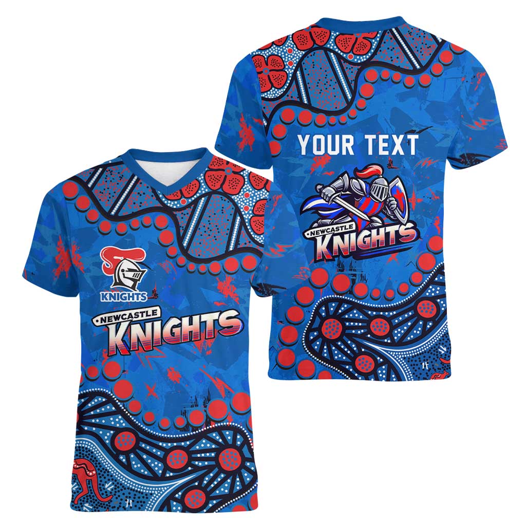 Personalized New Zealand Warriors Women V-Neck T-Shirt Aboriginal Pattern with Graffiti Style Design