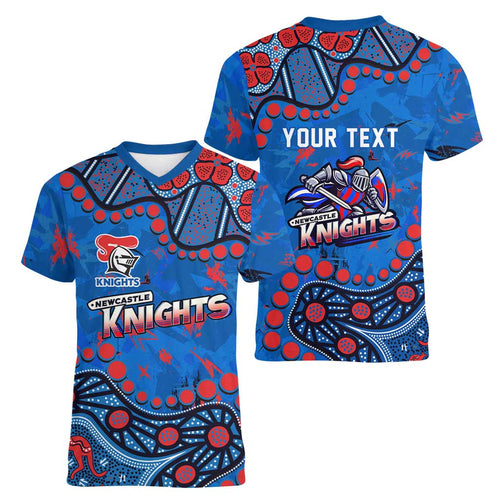 Personalized New Zealand Warriors Women V-Neck T-Shirt Aboriginal Pattern with Graffiti Style Design