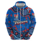 Personalized New Zealand Warriors Zip Hoodie Aboriginal Pattern with Graffiti Style Design