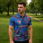 Personalized New Zealand Warriors Zipper Polo Shirt Aboriginal Pattern with Graffiti Style Design