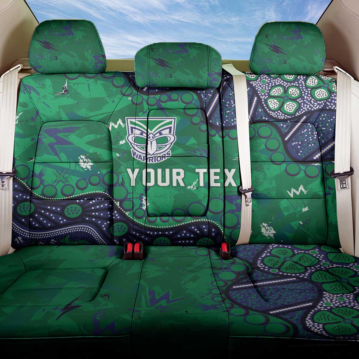 Personalized Newcastle Knights Back Car Seat Cover Aboriginal Pattern with Graffiti Style Design