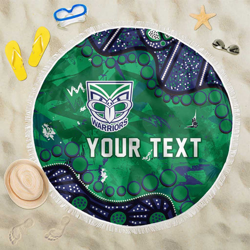 Personalized Newcastle Knights Beach Blanket Aboriginal Pattern with Graffiti Style Design