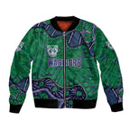 Personalized Newcastle Knights Bomber Jacket Aboriginal Pattern with Graffiti Style Design