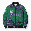 Personalized Newcastle Knights Bomber Puffer Jacket Aboriginal Pattern with Graffiti Style Design