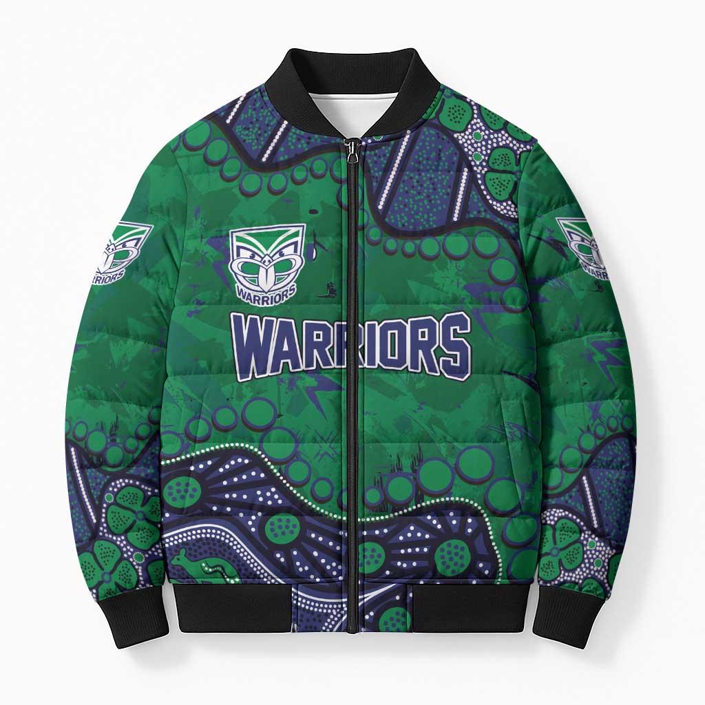 Personalized Newcastle Knights Bomber Puffer Jacket Aboriginal Pattern with Graffiti Style Design