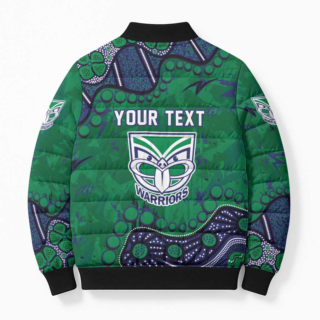 Personalized Newcastle Knights Bomber Puffer Jacket Aboriginal Pattern with Graffiti Style Design
