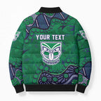 Personalized Newcastle Knights Bomber Puffer Jacket Aboriginal Pattern with Graffiti Style Design