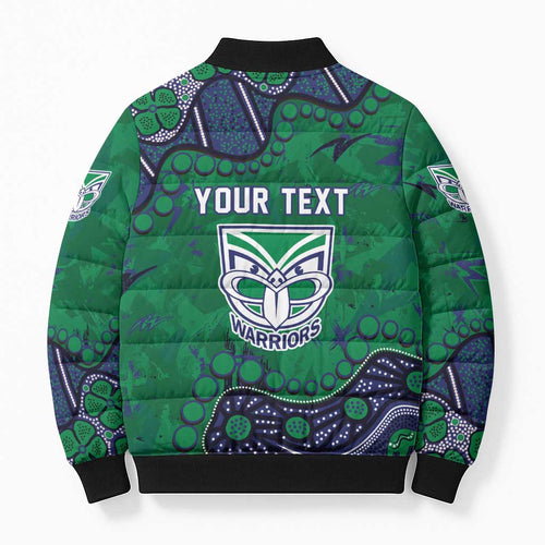 Personalized Newcastle Knights Bomber Puffer Jacket Aboriginal Pattern with Graffiti Style Design