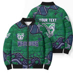 Personalized Newcastle Knights Bomber Puffer Jacket Aboriginal Pattern with Graffiti Style Design