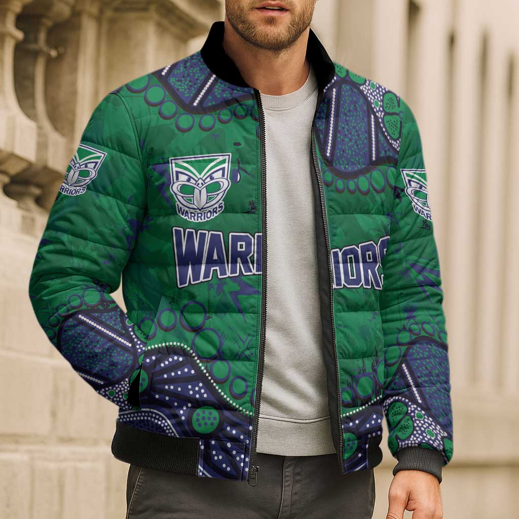 Personalized Newcastle Knights Bomber Puffer Jacket Aboriginal Pattern with Graffiti Style Design