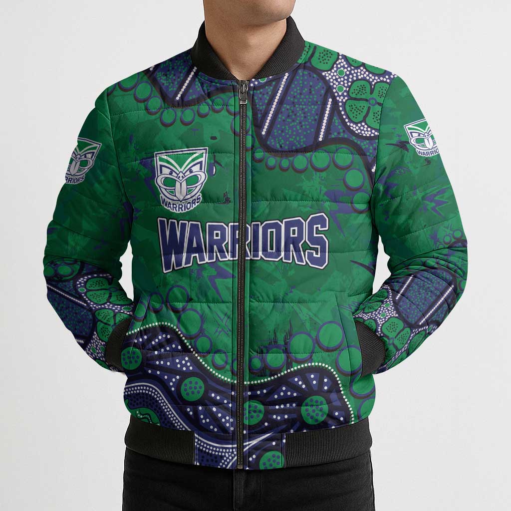 Personalized Newcastle Knights Bomber Puffer Jacket Aboriginal Pattern with Graffiti Style Design