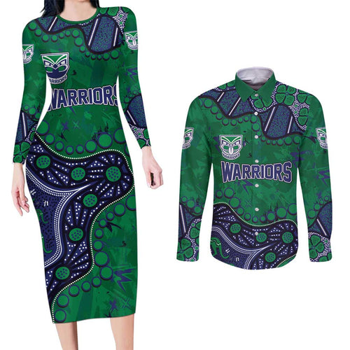 Personalized Newcastle Knights Couples Matching Long Sleeve Bodycon Dress and Long Sleeve Button Shirt Aboriginal Pattern with Graffiti Style Design