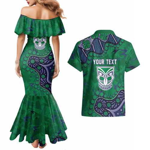 Personalized Newcastle Knights Couples Matching Mermaid Dress and Hawaiian Shirt Aboriginal Pattern with Graffiti Style Design