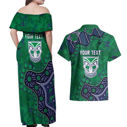 Personalized Newcastle Knights Couples Matching Off Shoulder Maxi Dress and Hawaiian Shirt Aboriginal Pattern with Graffiti Style Design