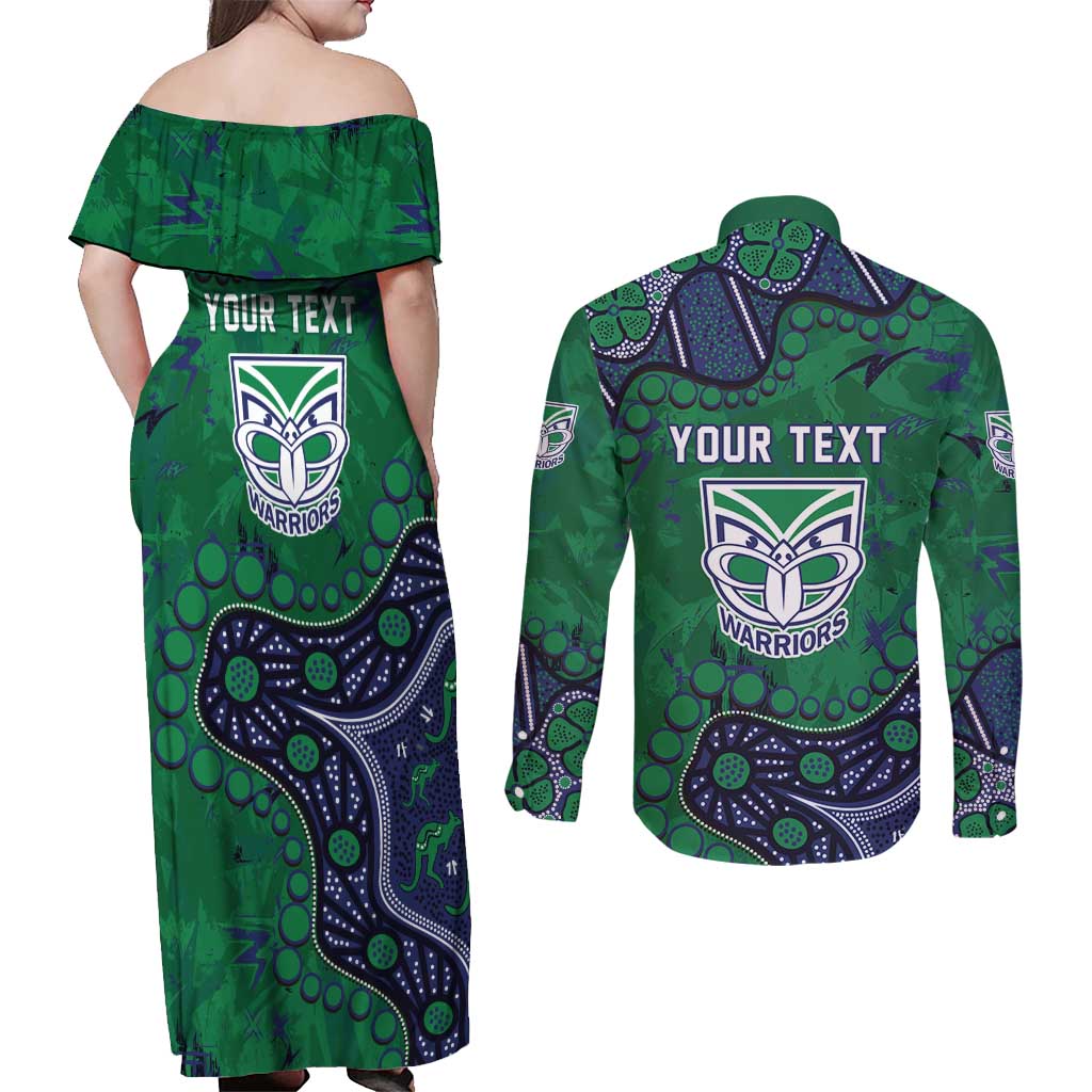 Personalized Newcastle Knights Couples Matching Off Shoulder Maxi Dress and Long Sleeve Button Shirt Aboriginal Pattern with Graffiti Style Design