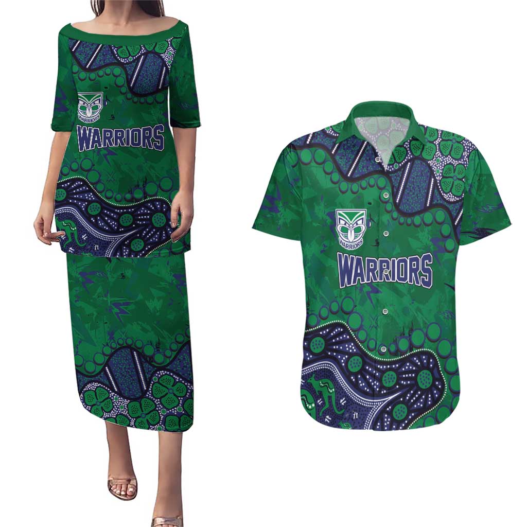Personalized Newcastle Knights Couples Matching Puletasi and Hawaiian Shirt Aboriginal Pattern with Graffiti Style Design