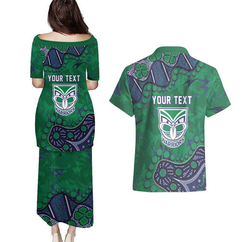 Personalized Newcastle Knights Couples Matching Puletasi and Hawaiian Shirt Aboriginal Pattern with Graffiti Style Design