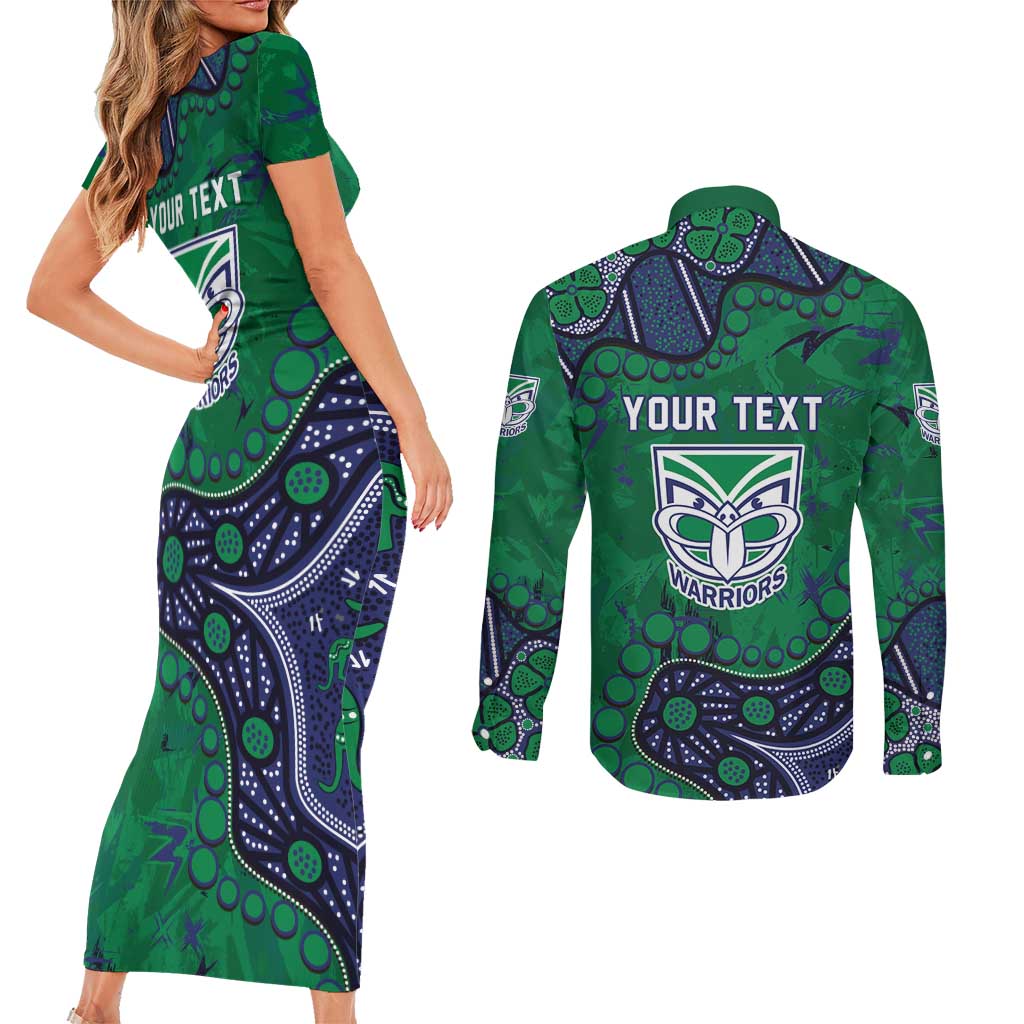 Personalized Newcastle Knights Couples Matching Short Sleeve Bodycon Dress and Long Sleeve Button Shirt Aboriginal Pattern with Graffiti Style Design
