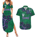 Personalized Newcastle Knights Couples Matching Summer Maxi Dress and Hawaiian Shirt Aboriginal Pattern with Graffiti Style Design