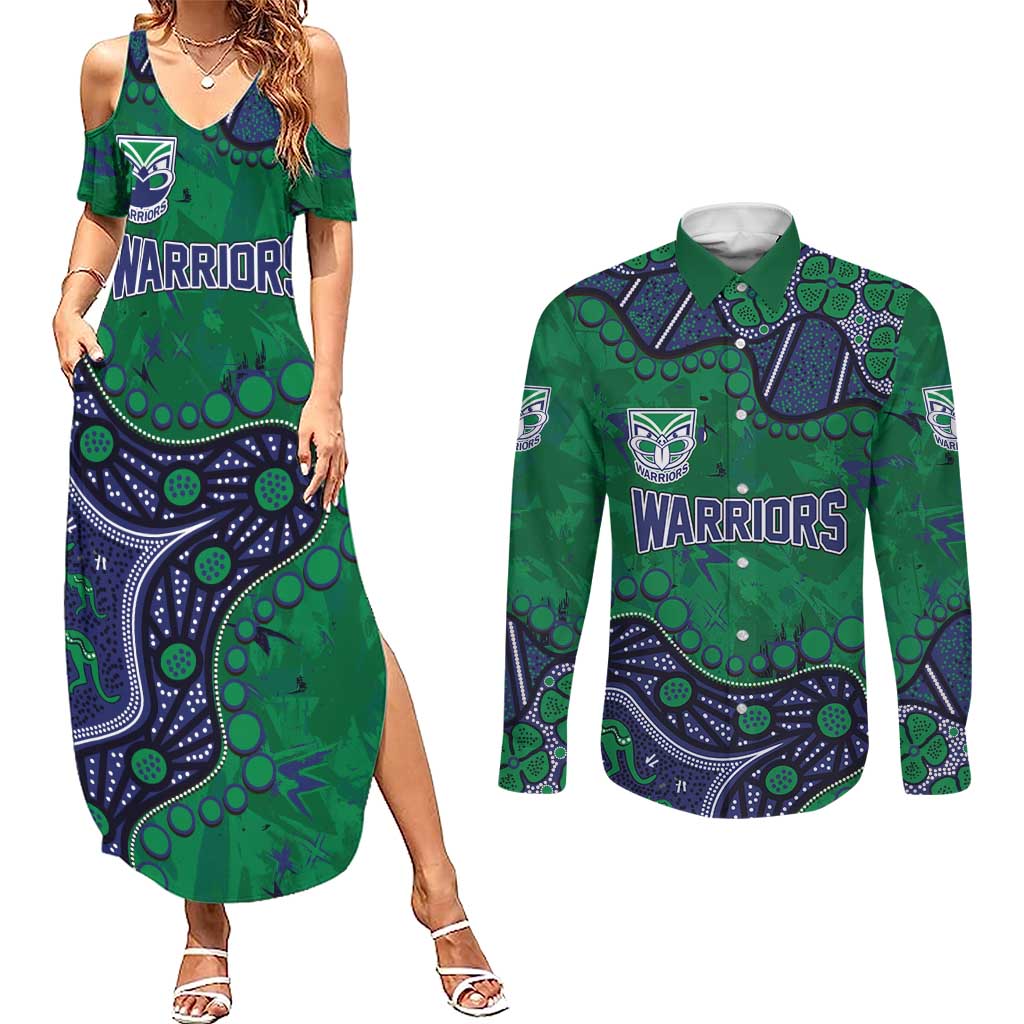 Personalized Newcastle Knights Couples Matching Summer Maxi Dress and Long Sleeve Button Shirt Aboriginal Pattern with Graffiti Style Design
